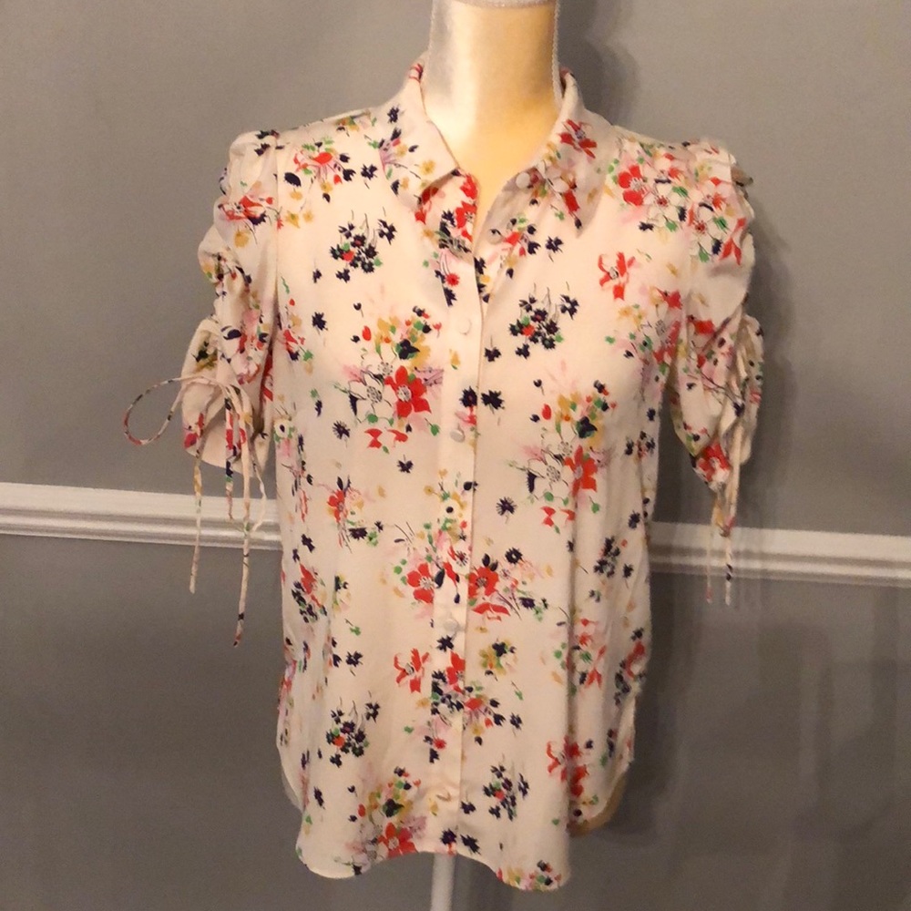 Veronica Beard ruched sleeve blouse